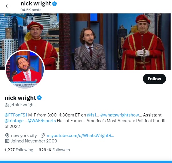 Nick Wright Twitter- sirler.com